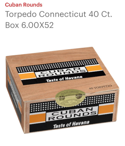 CUBAN ROUNDS TORPEDO CONNECTICUT 20 CT. BOX 6.00X52