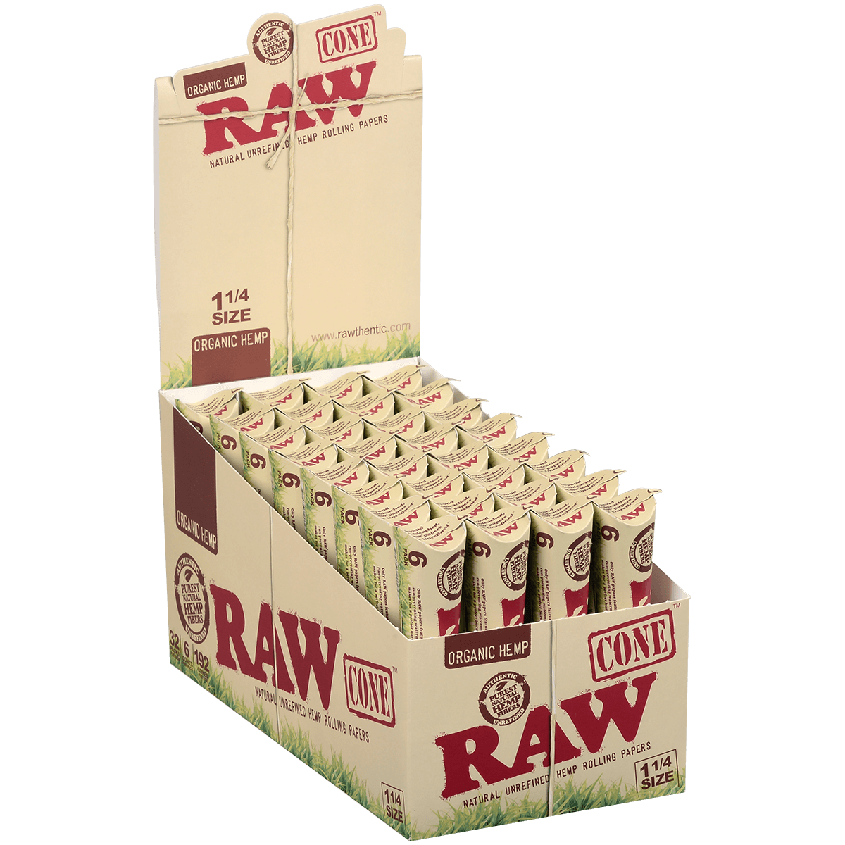 Raw Papers Organic Hemp Pre-Rolled Cones 1 ¼ - 6 Ct.