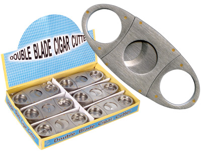 Quality Importers Cigar Cutter Double Blade Football 52 Gauge Silver 1ea.