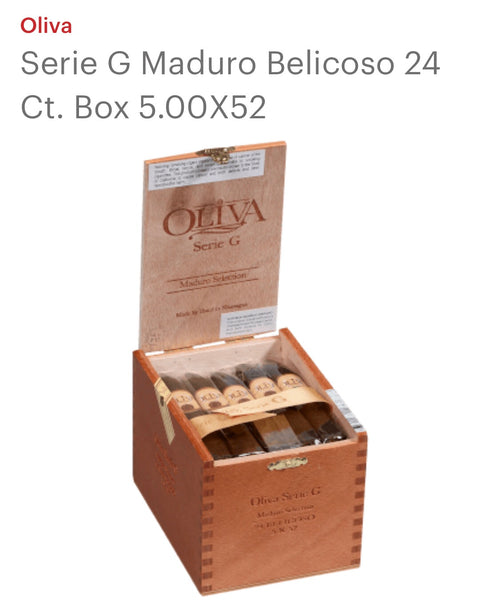OLIVIA SERIE G MADURO BELICOSO 24 CT.. BOX 5.00X52