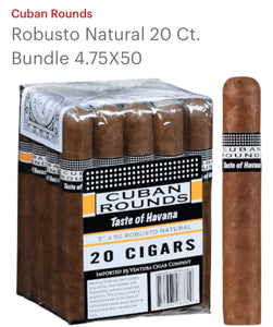 CUBAN ROUNDS ROBUSTO NATURAL  20 CT. BUNDLE 4.75X50