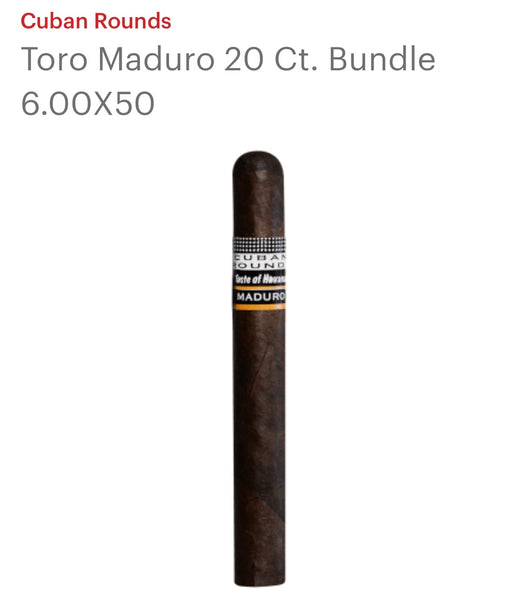 CUBAN ROUND TORO MADURO 20 CT. BUNDLE 6.00X50