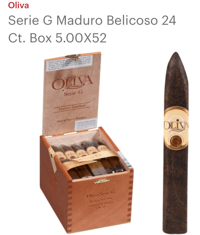 OLIVIA SERIE G MADURO BELICOSO 24 CT.. BOX 5.00X52