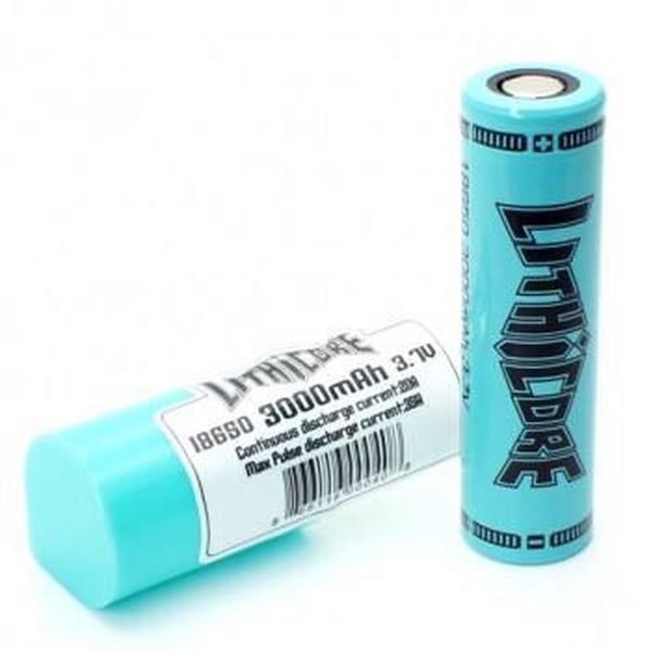 LithiCore IMR 18650 (3000mAh) 35A 3.7v Battery Flat-Top - 1 Pack